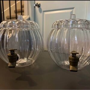 Plastic Pumpkin Beverage Dispenser Set